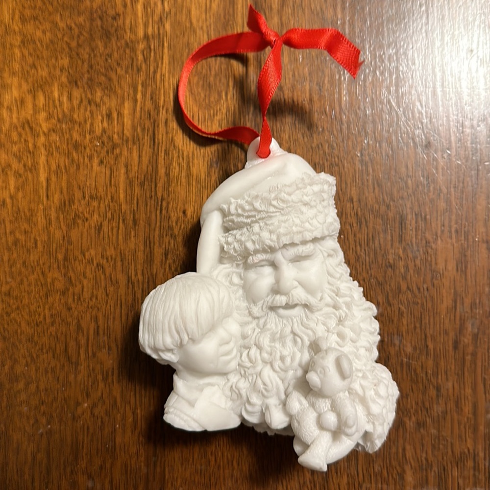 Vintage 3D porcelain Christmas ornament.